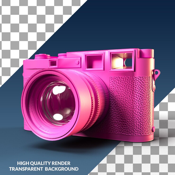 Różowy stary plastikowy aparat 3d ilustracja renderowania