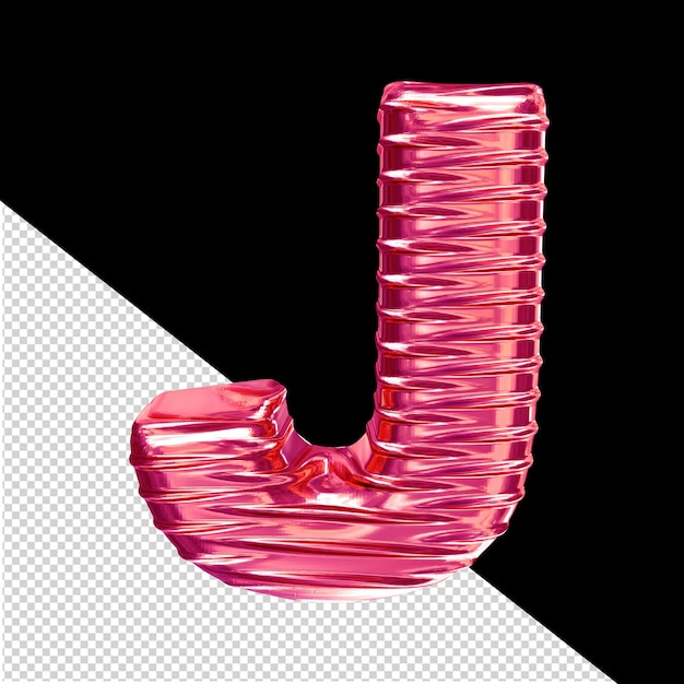 PSD różowy symbol 3d z żebrową literą poziomą j