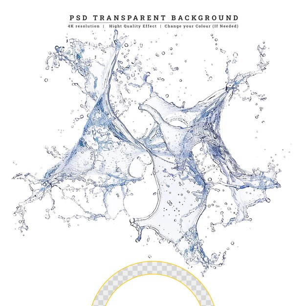 PSD rozpryski wody izolowane na białym tle