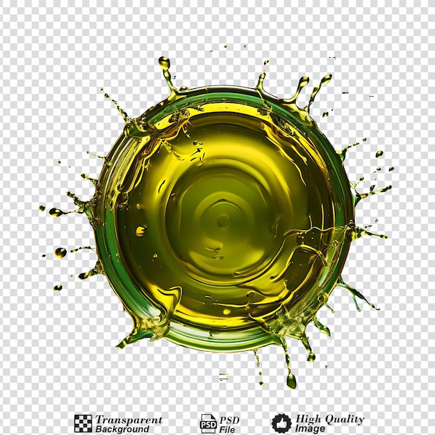 PSD rozpryskiwanie oliwy z oliwek lub oleju silnikowego ułożone w okrąg izolowany na przezroczystym tle