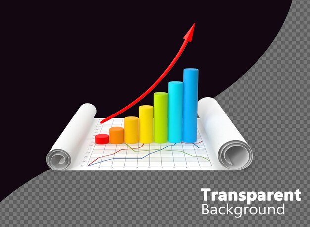 PSD rozwijające się wykresy finansowe na przejrzystym tle