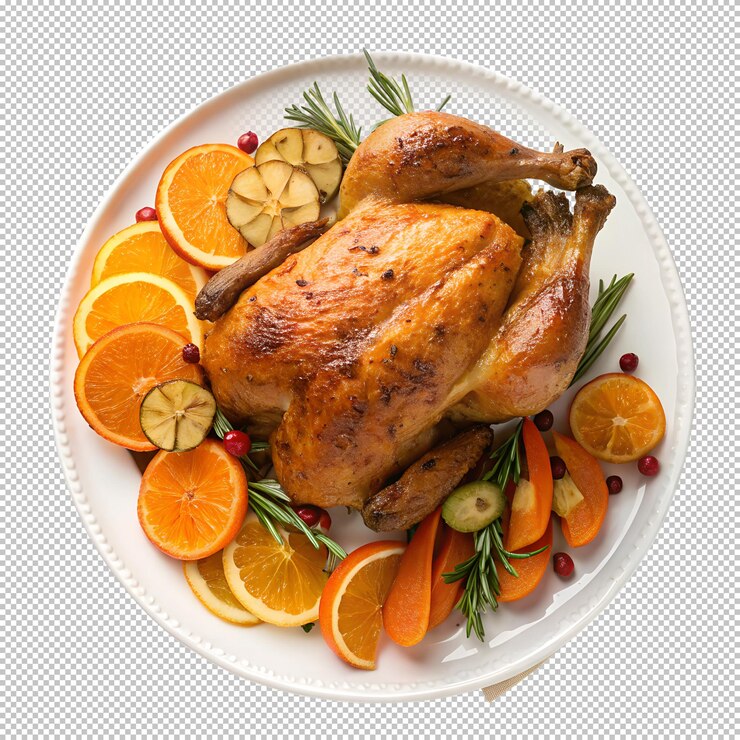 PSD rroasted turkey on transparent background roasted thanksgiving turkey