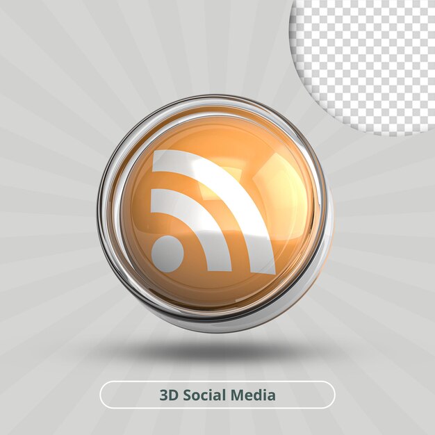 Scarica il rendering 3d dell'icona di vetro rss