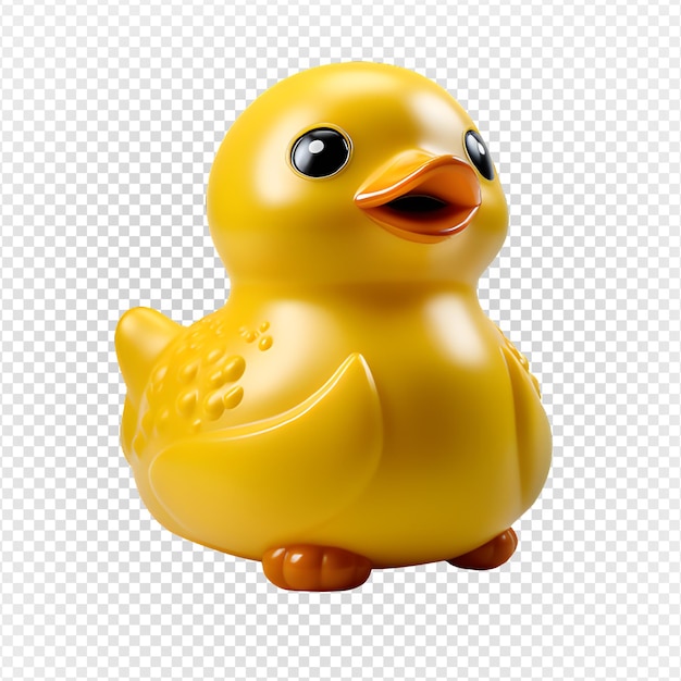 Rubber duck toy isolated on transparent backgroundcute plastic yellow duck toy png generative ai