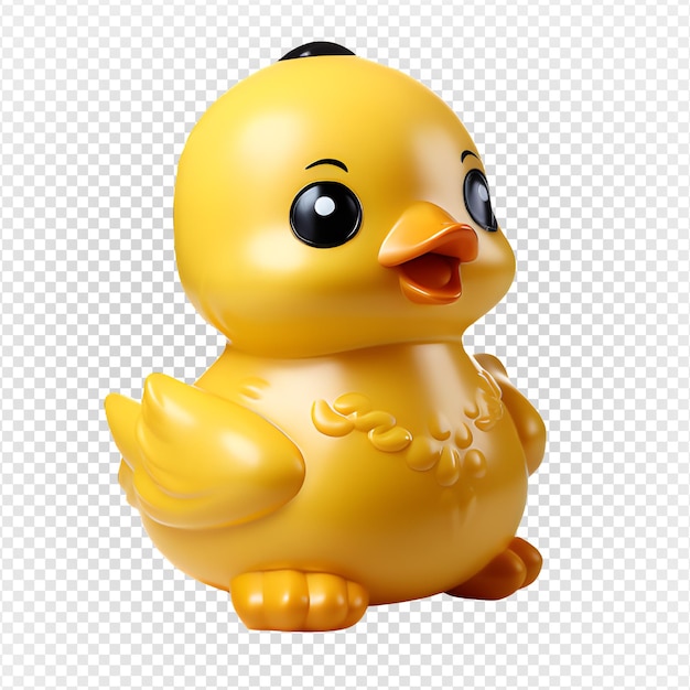 PSD rubber duck toy isolated on transparent backgroundcute plastic yellow duck toy png generative ai