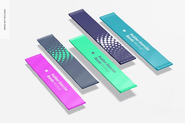 PSD rubber exercise bands mockup, floating