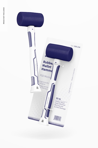 Rubber Mallet Hammer Blister Mockup, Floating