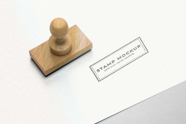 Rubber stamp logo mockup rectangle version premium psd