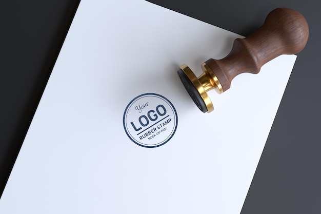 PSD rubber stamp logo mockup