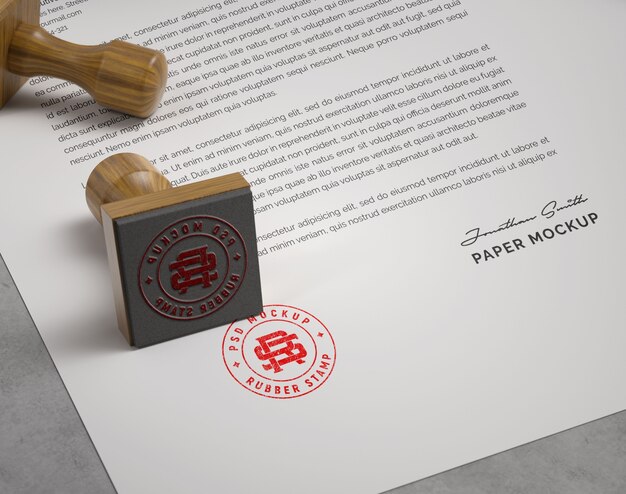 Rubber stamp mock-up on paper