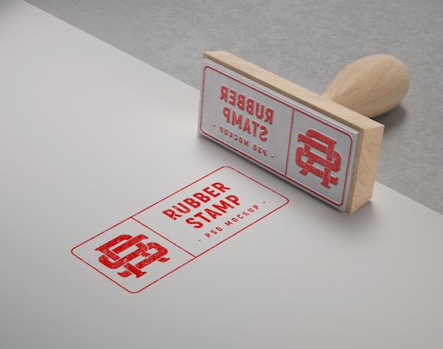PSD rubber stamp mock-up on paper