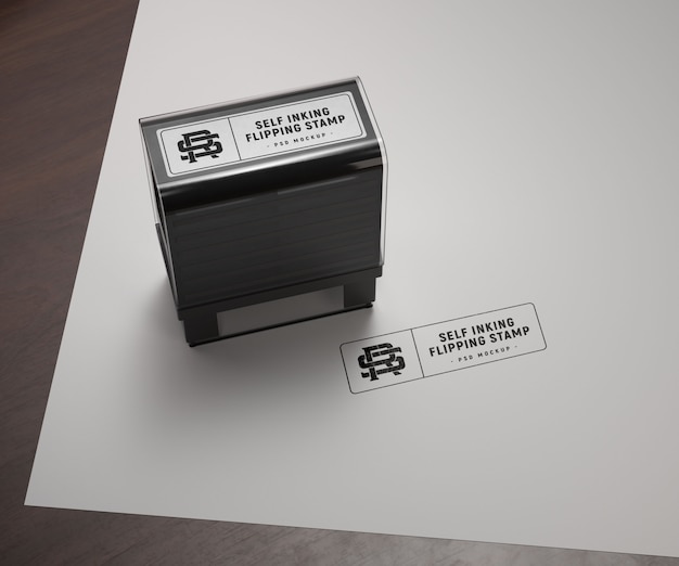 PSD rubber stamp mock-up on paper