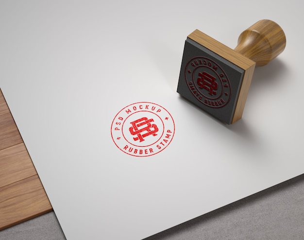 PSD rubber stamp mock-up on paper