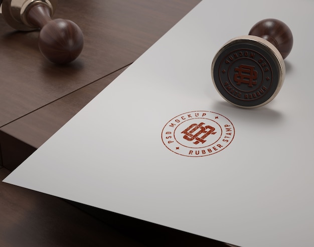 Rubber stamp mock-up on paper