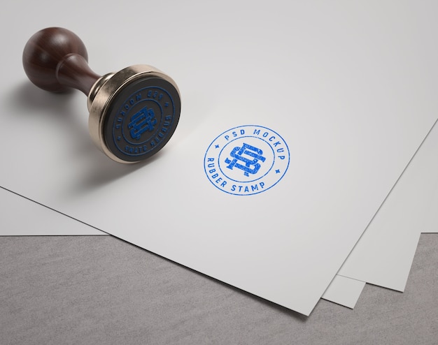 Rubber stamp mock-up on paper