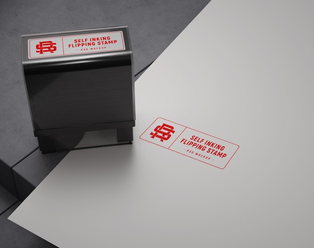 PSD rubber stamp mock-up on paper