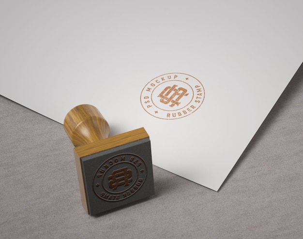 rubber stamp mock-up on paper