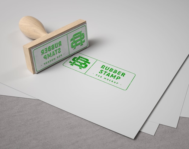 rubber stamp mock-up on paper