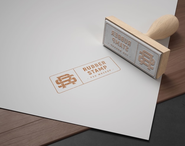 PSD rubber stamp mock-up on paper