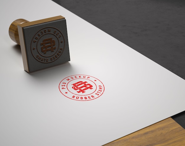 PSD rubber stamp mock-up on paper