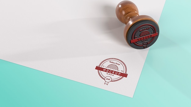 rubber stamp mock-up with wood handle
