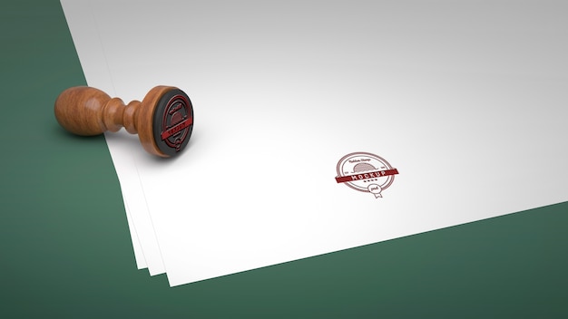 Rubber stamp mock-up with wood handle