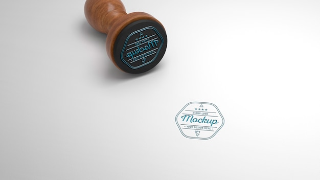 PSD rubber stamp mock-up with wood handle