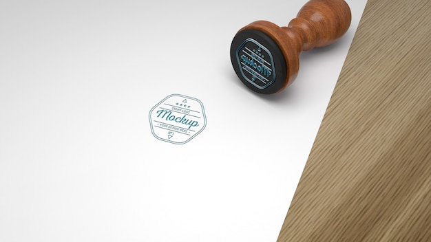 PSD rubber stamp mock-up with wood handle