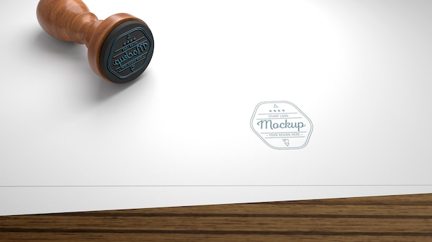 PSD rubber stamp mock-up with wood handle