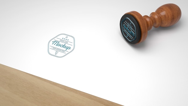 Rubber stamp mock-up with wood handle