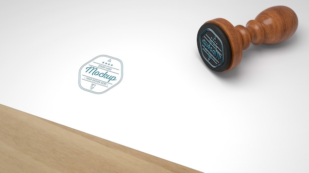 PSD rubber stamp mock-up with wood handle