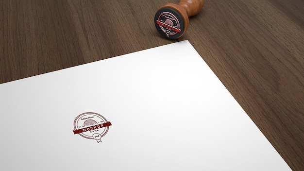 Rubber stamp mock-up with wood handle