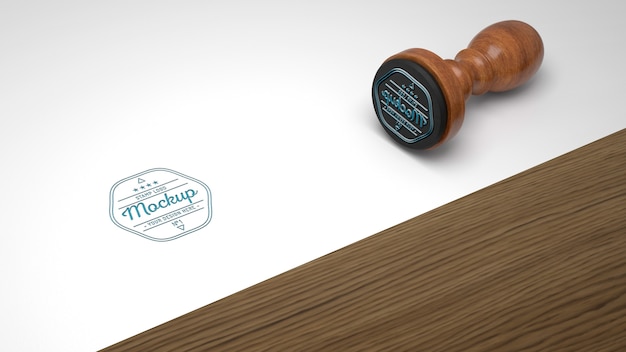 PSD rubber stamp mock-up with wood handle