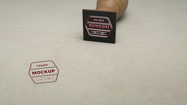PSD rubber stamp mock-up with wood handle