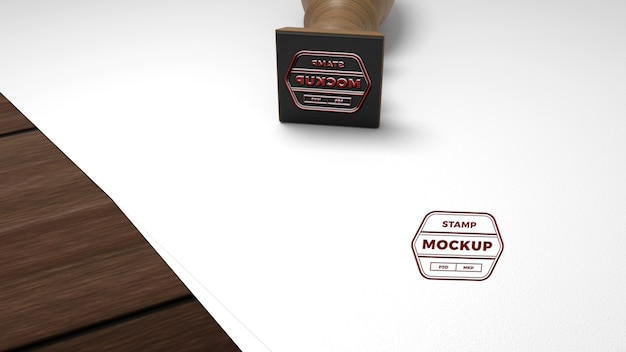 PSD rubber stamp mock-up with wood handle