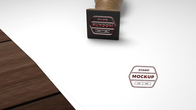 Rubber stamp mock-up with wood handle
