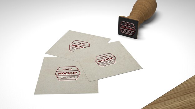 Rubber stamp mock-up with wood handle