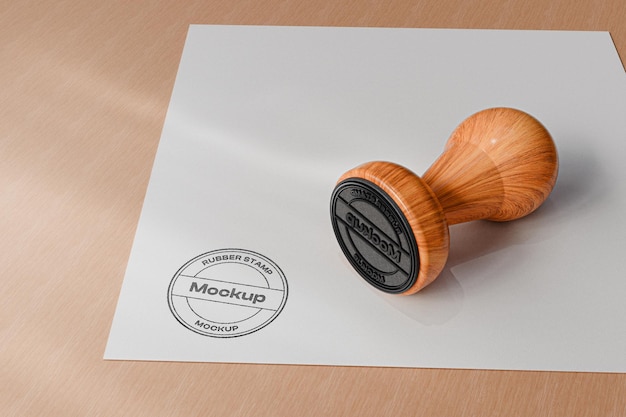 Rubber Stamp Mockup on Paper