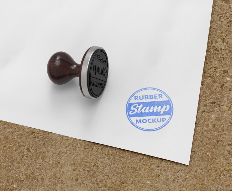 Rubber stamp or stamp pad logo mockup design