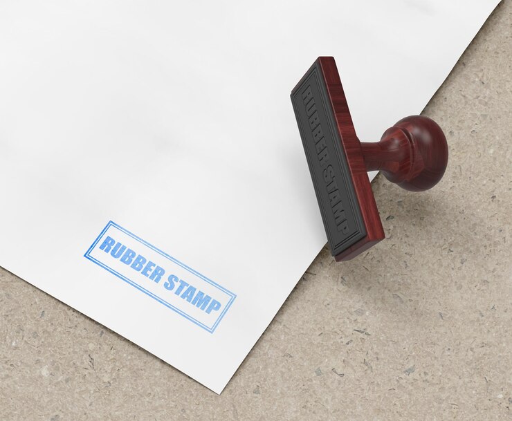 Rubber stamp or stamp pad logo mockup design