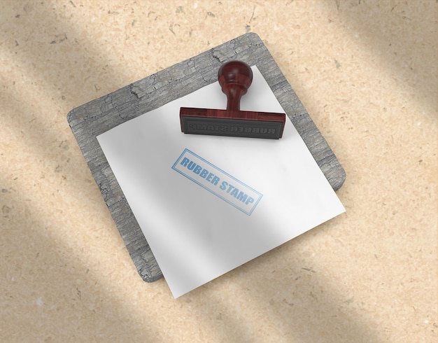 PSD rubber stamp or stamp pad stationery logo mockup design