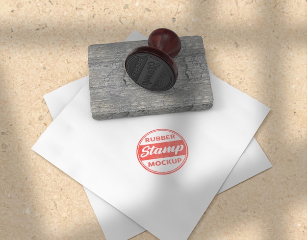 PSD rubber stamp or stamp pad stationery logo mockup design