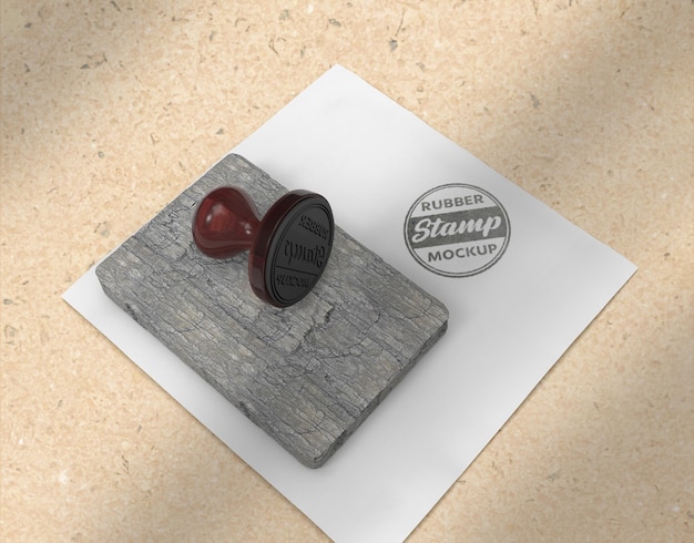 rubber stamp or stamp pad stationery logo mockup design