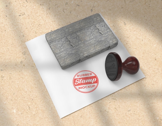 PSD rubber stamp or stamp pad stationery logo mockup design