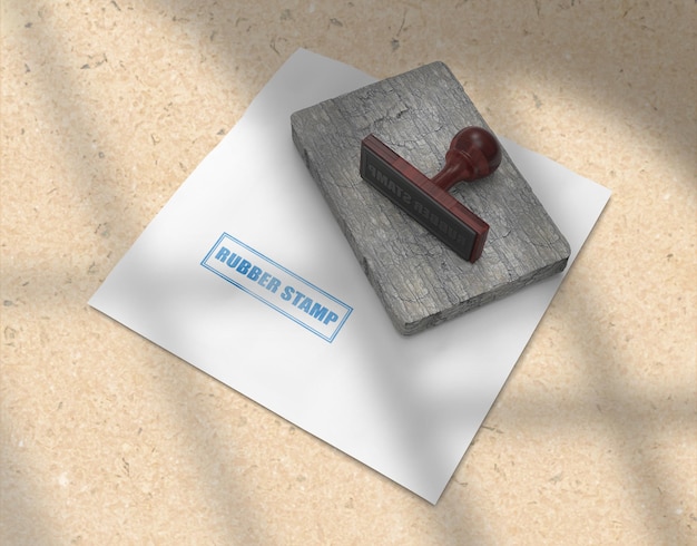 Rubber stamp or stamp pad stationery logo mockup design