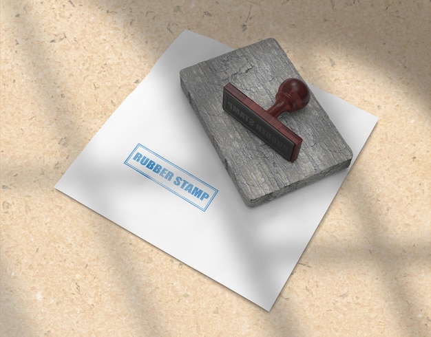 PSD rubber stempel of stempelkussen briefpapier logo mockup ontwerp