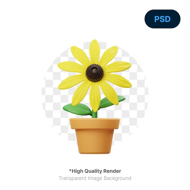 PSD rudbeckia 3d 아이콘 프리미엄 psd