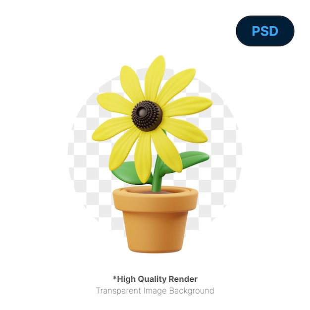 PSD rudbeckia flower 3d icon premium psd