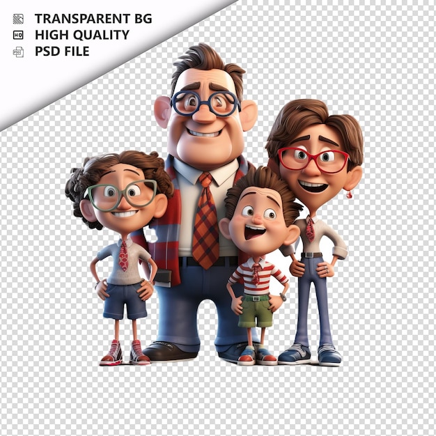 Rude american family 3d cartoon style white background is