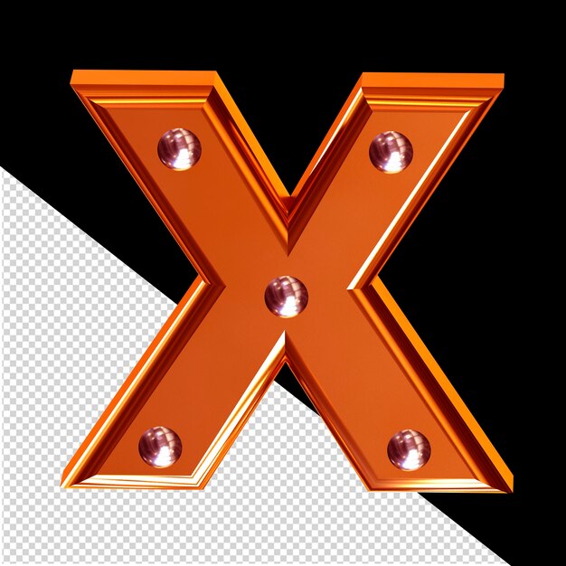 PSD rudowłosy symbol 3d z metalowymi nitami litera x